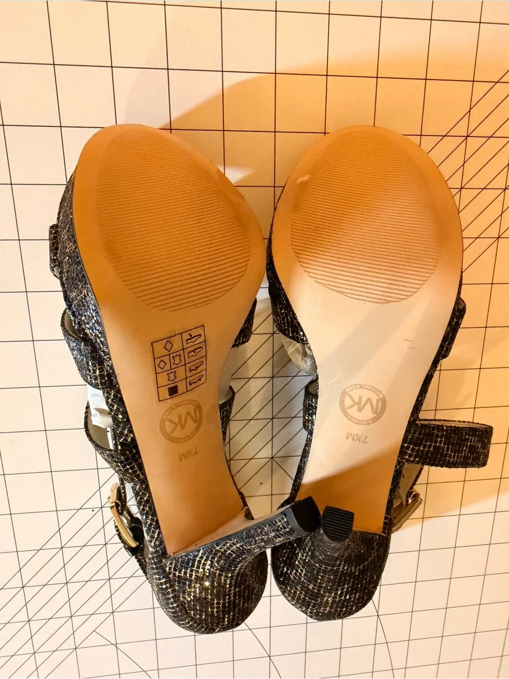 Michael Kors Black Metallic Crisscross Stiletto Sandals